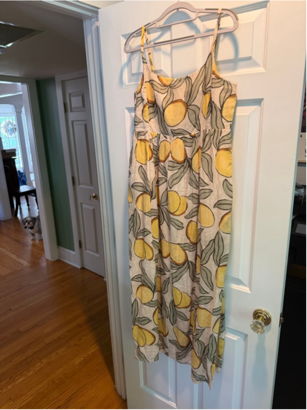 Women's Rebecca Taylor Lemon Tree Long Puff Waist Maxi Dress 4 Beige Yellow - Picture 4 of 14